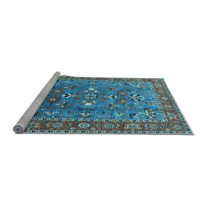 Sideview of Machine Washable Oriental Light Blue Industrial Rug, wshurb1383lblu