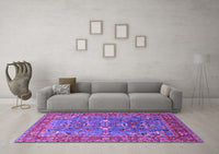 Machine Washable Oriental Purple Industrial Rug, wshurb1383pur