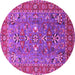 Round Machine Washable Oriental Pink Industrial Rug, wshurb1383pnk