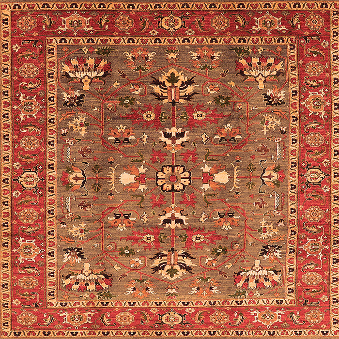 Square Oriental Orange Industrial Rug, urb1383org