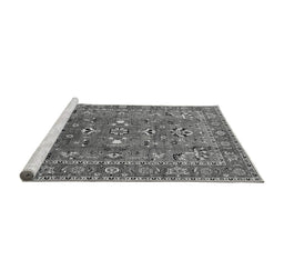 Sideview of Machine Washable Oriental Gray Industrial Rug, wshurb1383gry