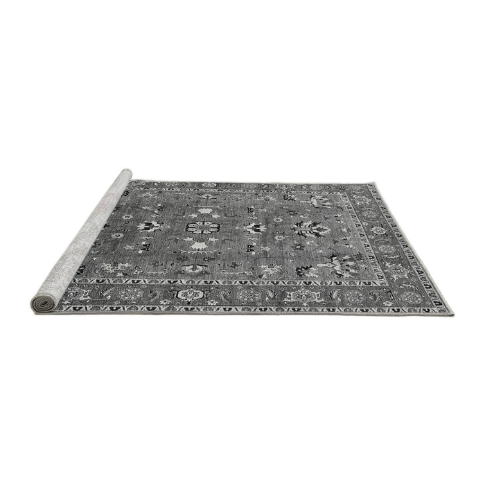 Sideview of Machine Washable Oriental Gray Industrial Rug, wshurb1383gry