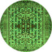 Round Oriental Green Industrial Rug, urb1384grn