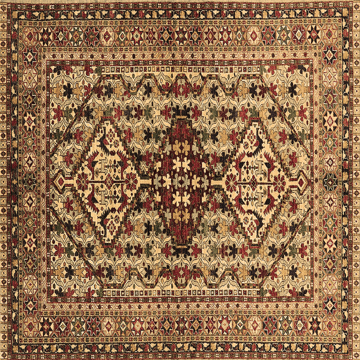 Square Machine Washable Oriental Brown Industrial Rug, wshurb1384brn