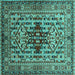 Square Oriental Turquoise Industrial Rug, urb1384turq