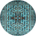 Round Oriental Light Blue Industrial Rug, urb1384lblu