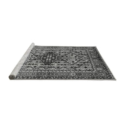 Sideview of Machine Washable Oriental Gray Industrial Rug, wshurb1384gry