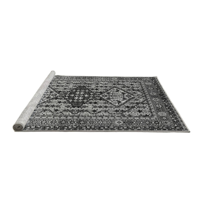 Sideview of Machine Washable Oriental Gray Industrial Rug, wshurb1384gry