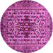 Round Machine Washable Oriental Pink Industrial Rug, wshurb1384pnk