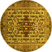 Round Oriental Yellow Industrial Rug, urb1384yw