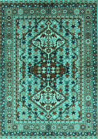 Oriental Turquoise Industrial Rug, urb1384turq