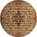 Round Machine Washable Oriental Brown Industrial Rug, wshurb1384brn