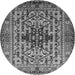 Round Oriental Gray Industrial Rug, urb1384gry