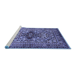 Sideview of Machine Washable Oriental Blue Industrial Rug, wshurb1384blu