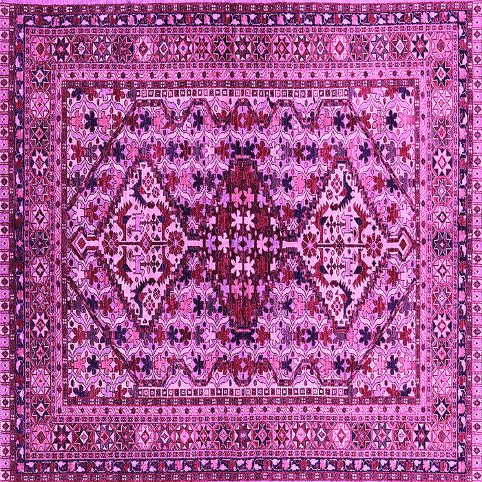 Square Machine Washable Oriental Pink Industrial Rug, wshurb1384pnk