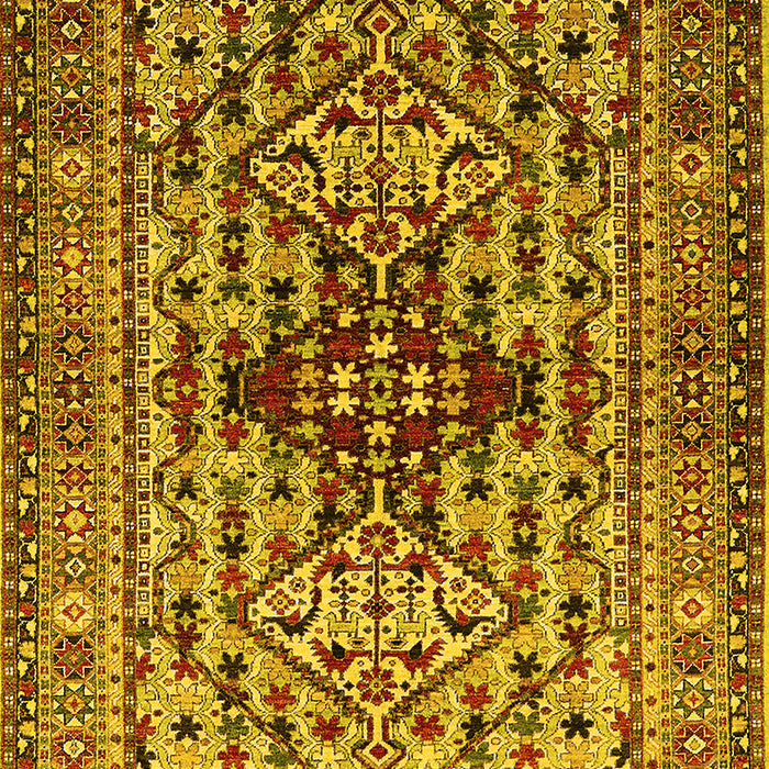 Machine Washable Oriental Yellow Industrial Rug, wshurb1384yw