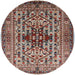 Round Mid-Century Modern Sage Green Oriental Rug, urb1384