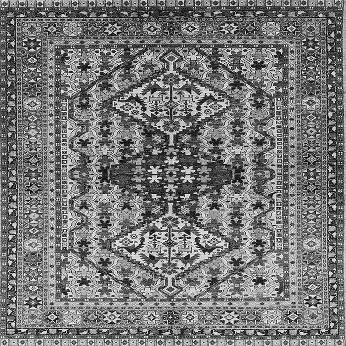 Square Machine Washable Oriental Gray Industrial Rug, wshurb1384gry