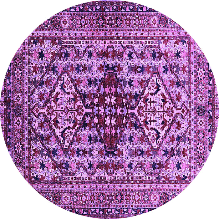 Round Machine Washable Oriental Purple Industrial Area Rugs, wshurb1384pur
