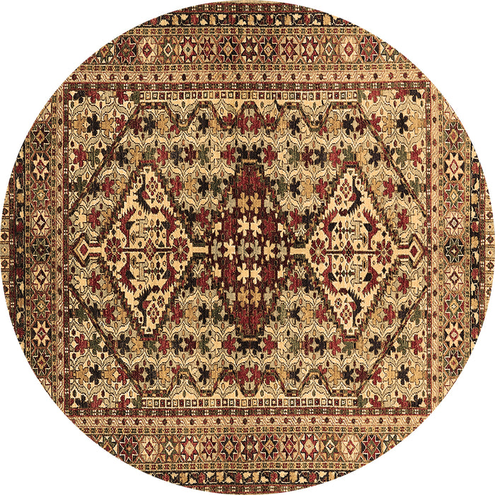Round Oriental Brown Industrial Rug, urb1384brn
