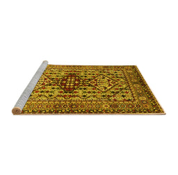 Sideview of Machine Washable Oriental Yellow Industrial Rug, wshurb1384yw