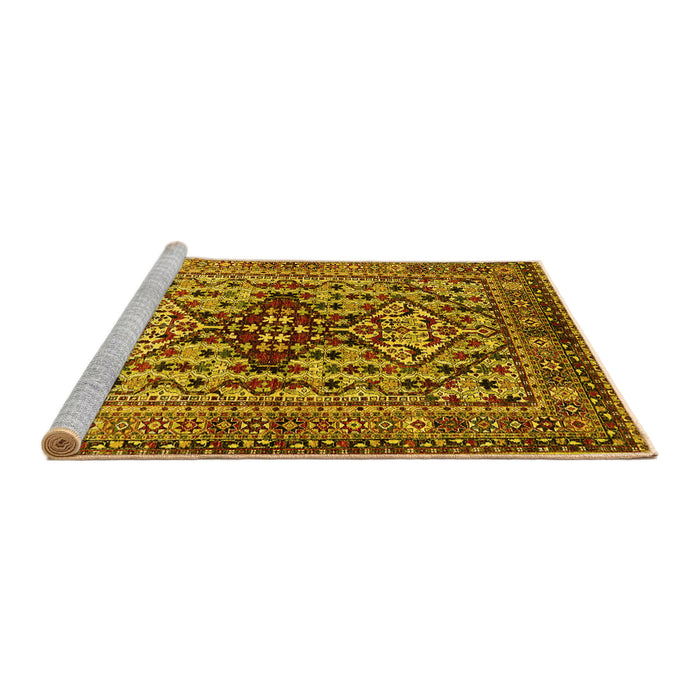 Sideview of Machine Washable Oriental Yellow Industrial Rug, wshurb1384yw