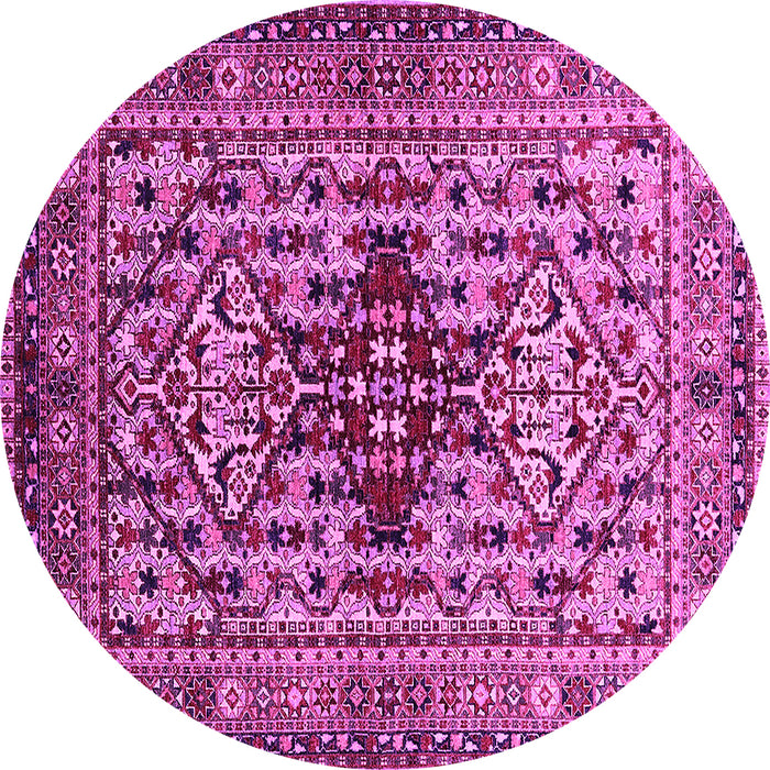 Round Oriental Pink Industrial Rug, urb1384pnk