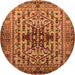 Round Oriental Orange Industrial Rug, urb1384org