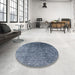 Round Mid-Century Modern Light Purple Blue Oriental Rug in a Office, urb1385