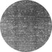 Round Oriental Gray Industrial Rug, urb1385gry