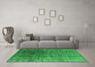 Machine Washable Oriental Green Industrial Area Rugs in a Living Room,, wshurb1385grn