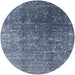 Round Mid-Century Modern Light Purple Blue Oriental Rug, urb1385