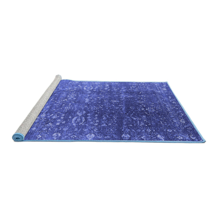 Sideview of Machine Washable Oriental Blue Industrial Rug, wshurb1385blu