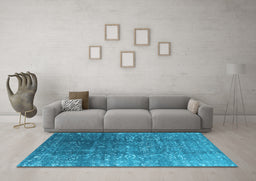 Machine Washable Oriental Light Blue Industrial Rug in a Living Room, wshurb1385lblu