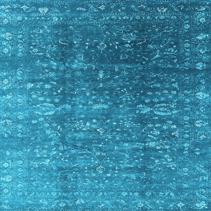 Square Machine Washable Oriental Light Blue Industrial Rug, wshurb1385lblu