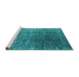 Sideview of Machine Washable Oriental Turquoise Industrial Area Rugs, wshurb1385turq