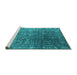 Sideview of Machine Washable Oriental Turquoise Industrial Area Rugs, wshurb1385turq