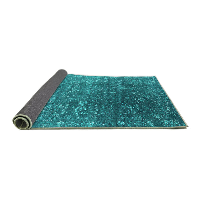 Sideview of Oriental Turquoise Industrial Rug, urb1385turq