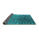 Sideview of Oriental Turquoise Industrial Rug, urb1385turq