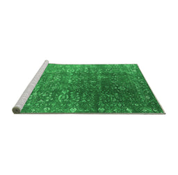 Sideview of Machine Washable Oriental Green Industrial Area Rugs, wshurb1385grn