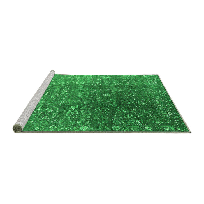 Sideview of Machine Washable Oriental Green Industrial Area Rugs, wshurb1385grn