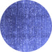 Round Machine Washable Oriental Blue Industrial Rug, wshurb1385blu