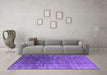 Machine Washable Oriental Purple Industrial Area Rugs in a Living Room, wshurb1385pur