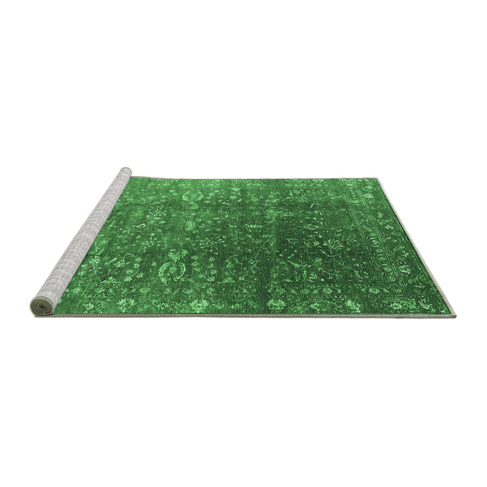 Sideview of Machine Washable Oriental Emerald Green Industrial Area Rugs, wshurb1385emgrn