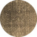 Round Oriental Brown Industrial Rug, urb1385brn