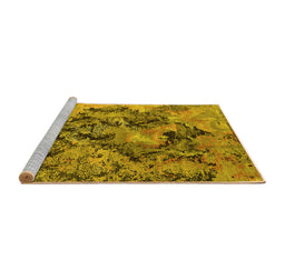 Sideview of Machine Washable Oriental Yellow Industrial Rug, wshurb1386yw