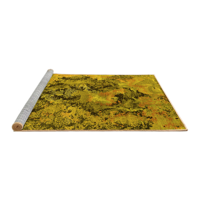 Sideview of Machine Washable Oriental Yellow Industrial Rug, wshurb1386yw