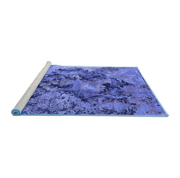 Sideview of Machine Washable Oriental Blue Industrial Rug, wshurb1386blu