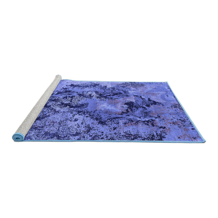 Sideview of Machine Washable Oriental Blue Industrial Rug, wshurb1386blu