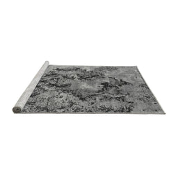 Sideview of Machine Washable Oriental Gray Industrial Rug, wshurb1386gry